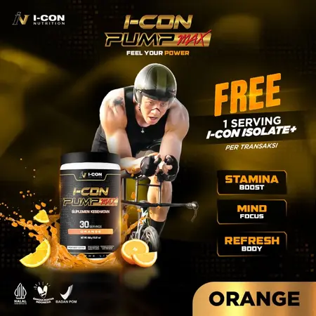 Paket 1 kotak I-CON PUMP MAX pre workout booster untuk energi, fokus, dan performa maksimal