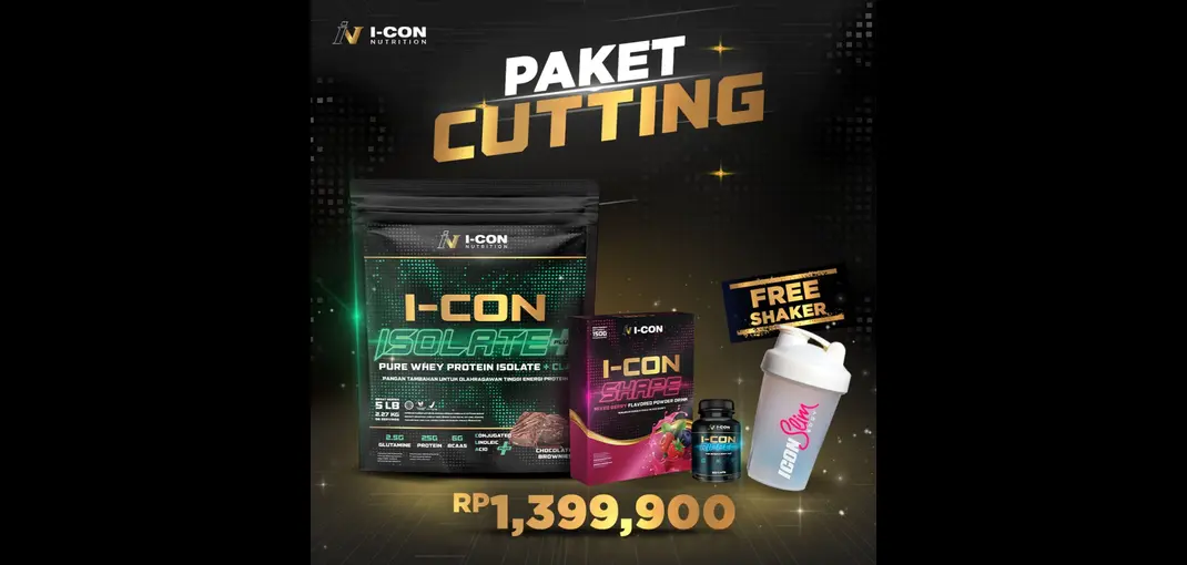 I-CON Nutrition Paket Cutting berisi Isolate + CLA 5LB, Ripped, Shape Mix Berry, plus free shaker untuk diet sehat